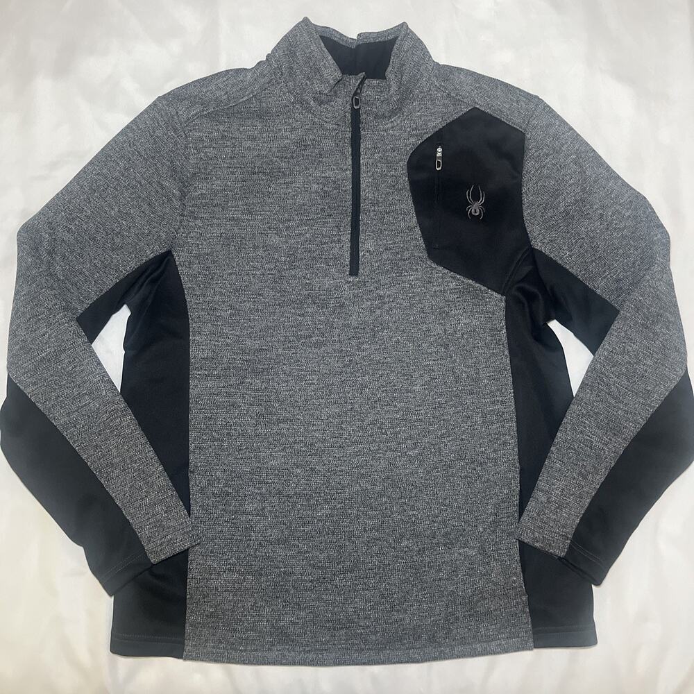 Spyder Jacket Mens Size XL Gray 1/4 Zip Fleece Pullover Logo Outdoors Gorpcore